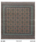 7x8 Brown and Green Fine Jaaldar Handmade Worsted Wool Cotton Geometric Area Rug