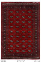7x10 red Mori Bokhara geometric handmade wool and cotton area rug with vegetable AZO-free dyeing