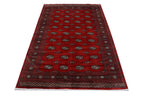 7x10 Red Mori Bokhara Geometric Area Rug | Handmade Wool & Cotton Rug