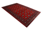 7x10 Red Mori Bokhara Geometric Area Rug | Handmade Wool & Cotton Rug