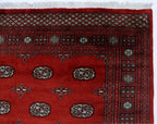 7x10 Red Mori Bokhara Geometric Area Rug | Handmade Wool & Cotton Rug