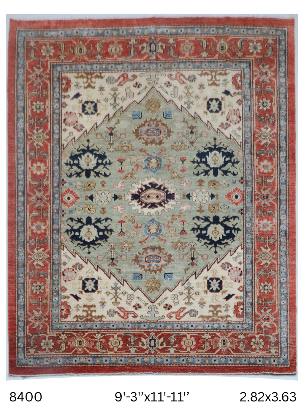 9x12 Beige Oushak geometric handmade wool area rug