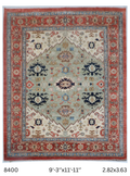9x12 Beige Oushak geometric handmade wool area rug