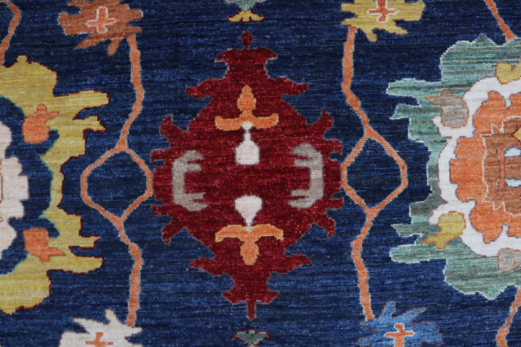 10x14 Blue Oshak Geometric Area Rug | Handmade Wool Rug