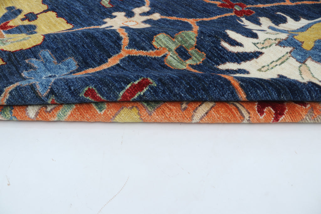 10x14 Blue Oshak Geometric Area Rug | Handmade Wool Rug