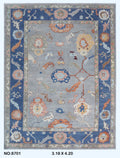 10x14 Blue Oushak geometric handmade wool area rug