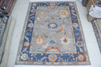 10x14 Blue Oushak Geometric Area Rug | Handmade Wool Rug