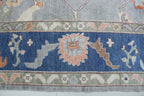 10x14 Blue Oushak Geometric Area Rug | Handmade Wool Rug