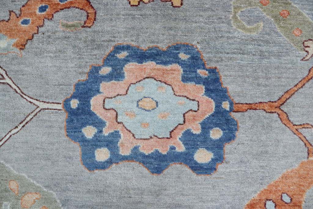 10x14 Blue Oushak Geometric Area Rug | Handmade Wool Rug