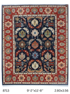 9x12 Blue Chobi floral handmade wool and cotton area rug