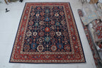10x13 Blue Super Kazak Geometric Area Rug | Handmade Wool & Cotton Rug
