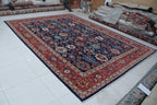 10x13 Blue Super Kazak Geometric Area Rug | Handmade Wool & Cotton Rug