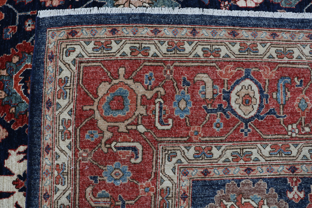 10x13 Blue Super Kazak Geometric Area Rug | Handmade Wool & Cotton Rug