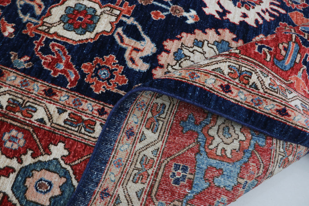 10x13 Blue Super Kazak Geometric Area Rug | Handmade Wool & Cotton Rug