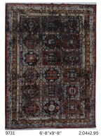 7x10 Brown Chobi Handmade Wool Cotton Floral Rug with Vegetable Dyeing