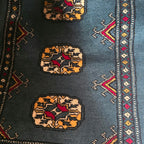 Navy Blue Geometric Elephant Foot Car Mat | Handmade Cotton & Wool
