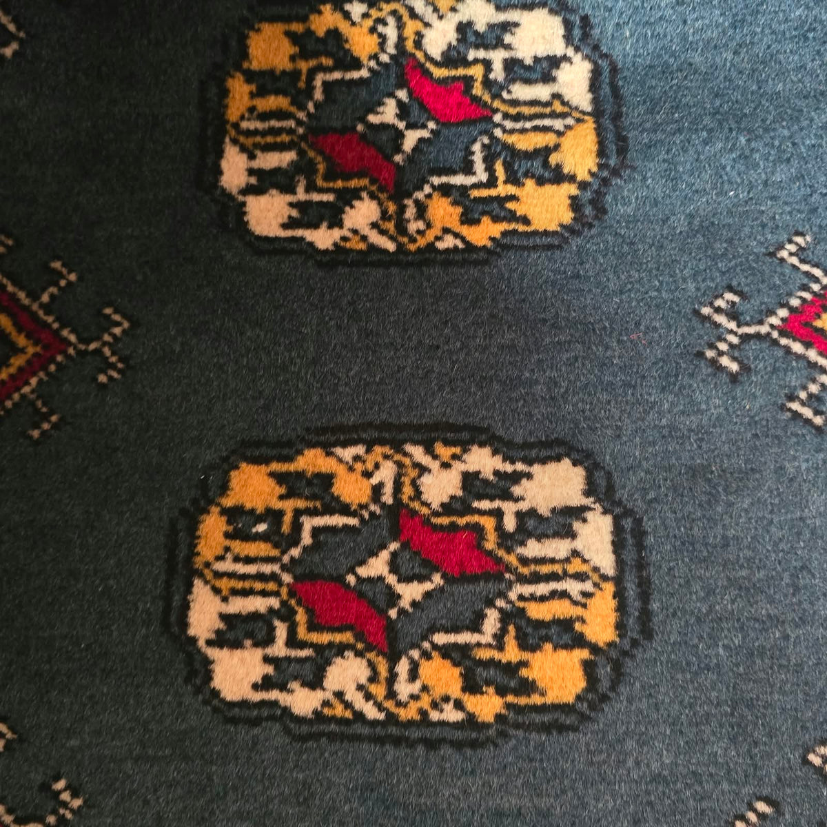 Navy Blue Geometric Elephant Foot Car Mat | Handmade Cotton & Wool