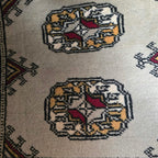 Beige Geometric Elephant Foot Car Mat | Handmade Cotton & Wool