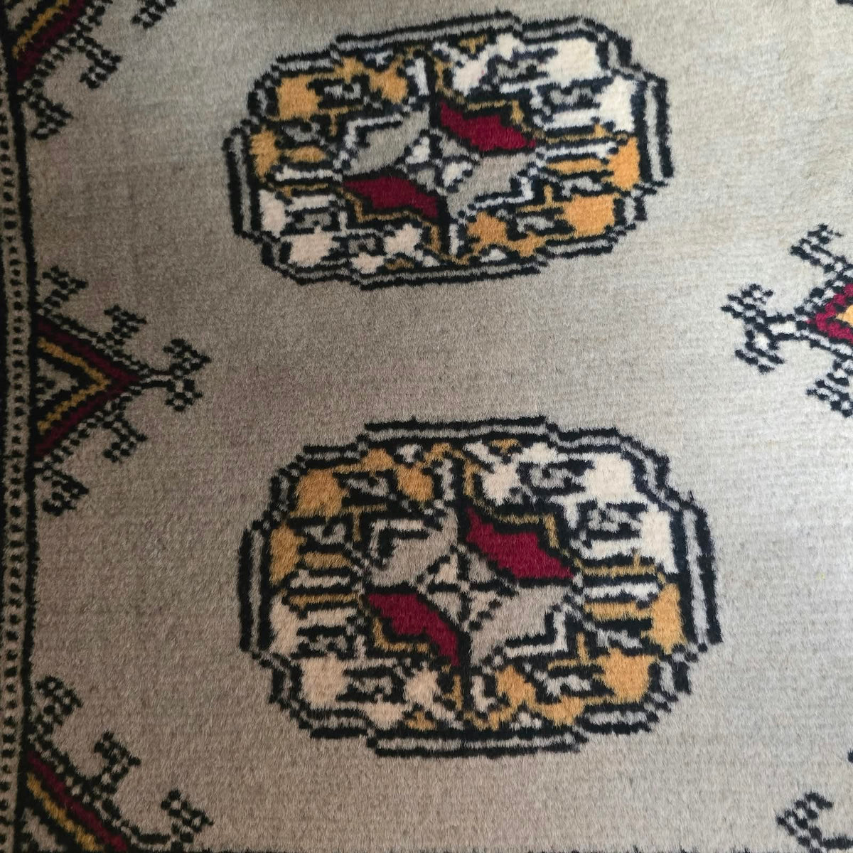 Beige Geometric Elephant Foot Car Mat | Handmade Cotton & Wool
