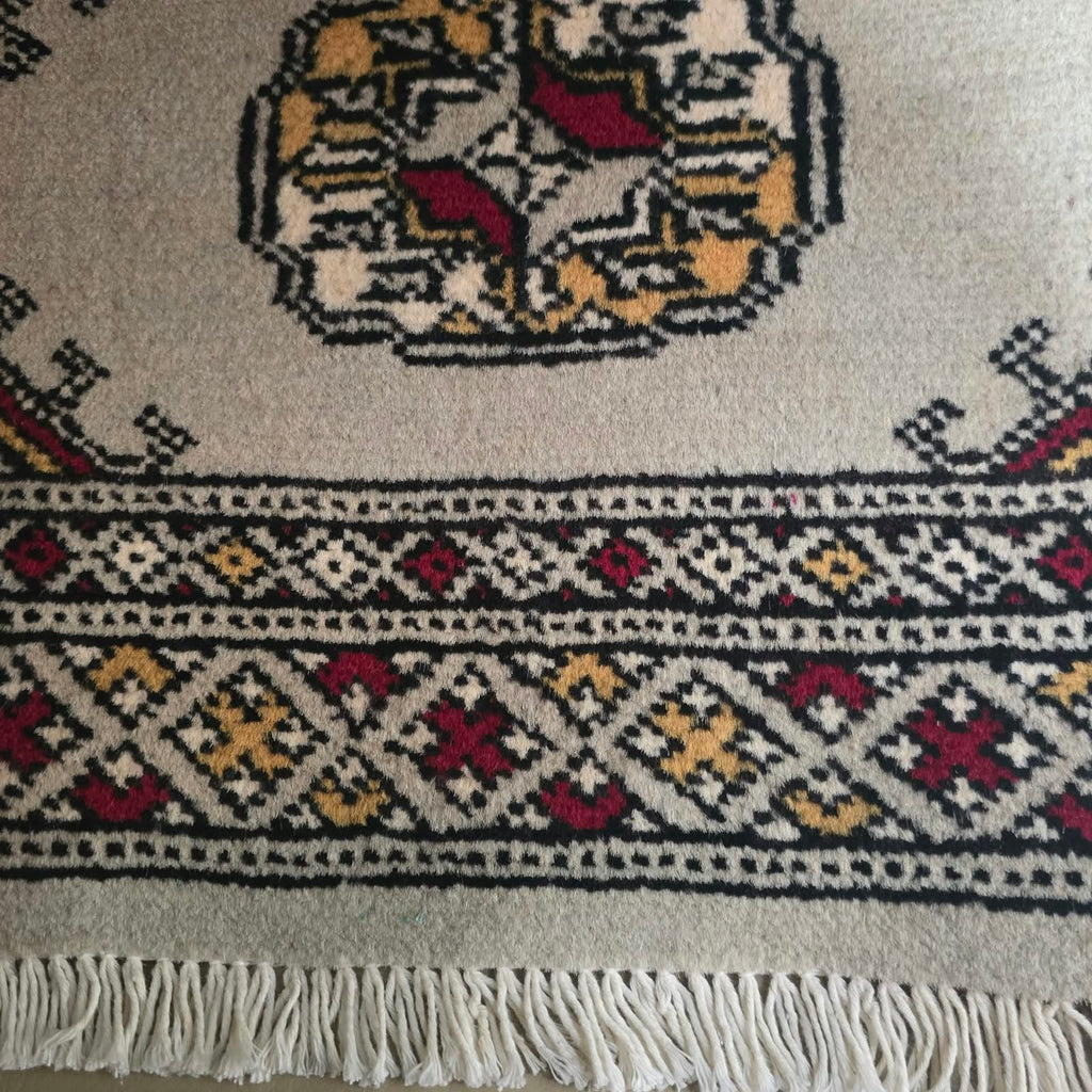 Beige Geometric Elephant Foot Car Mat | Handmade Cotton & Wool