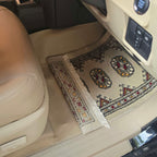 Beige Geometric Elephant Foot Car Mat | Handmade Cotton & Wool