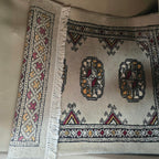 Beige Geometric Elephant Foot Car Mat | Handmade Cotton & Wool