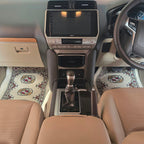 Beige Geometric Elephant Foot Car Mat | Handmade Cotton & Wool