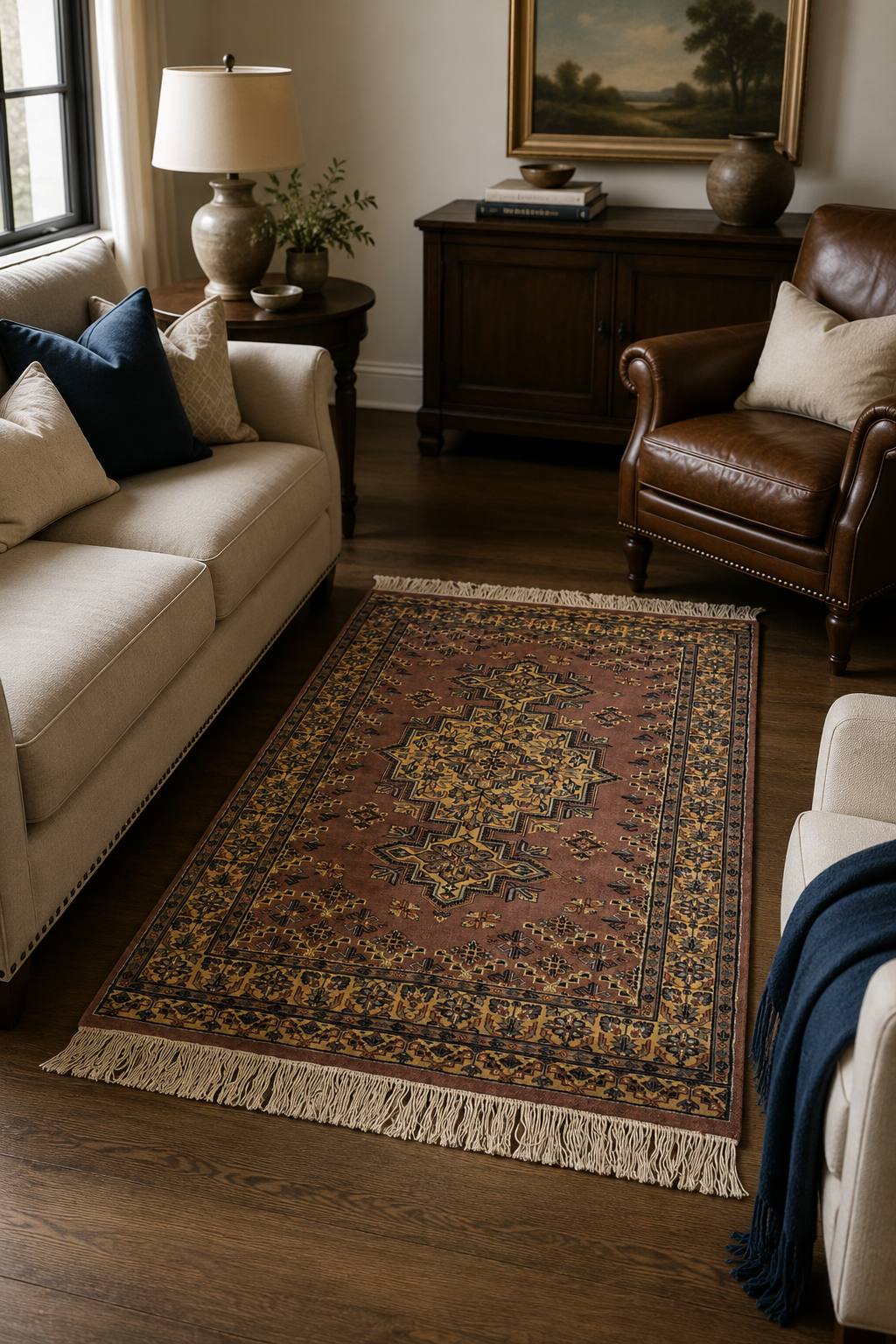 4x6 Copper Color Kafkazi Handmade Rug – Azo Free Geometric Wool, Cotton & Silk Touch Carpet