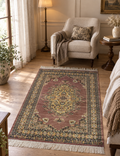 4x6 Handmade Kafkazi Rug - Copper Geometric Wool & Cotton Area Rug | Silk Touch Oriental Carpet