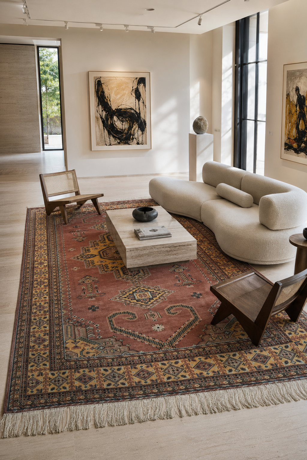 6x9 Copper Kafkazi Geometric Handmade Cotton & Wool Silk Touch Rug | Premium Luxury Area Rug