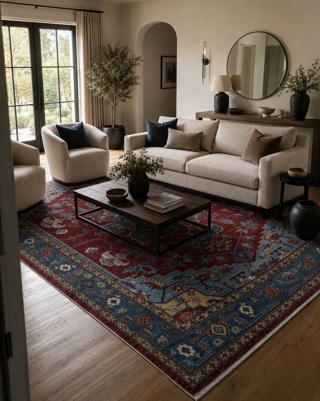 8x10 Red Heriz Floral Handmade Cotton & Wool Rug | Premium Luxury Area Rug