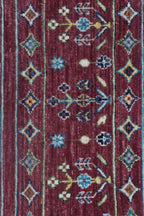 5x8 Red Khurjeen Area Rug | Handmade Wool & Cotton Rainbow Rug | Premium area rug