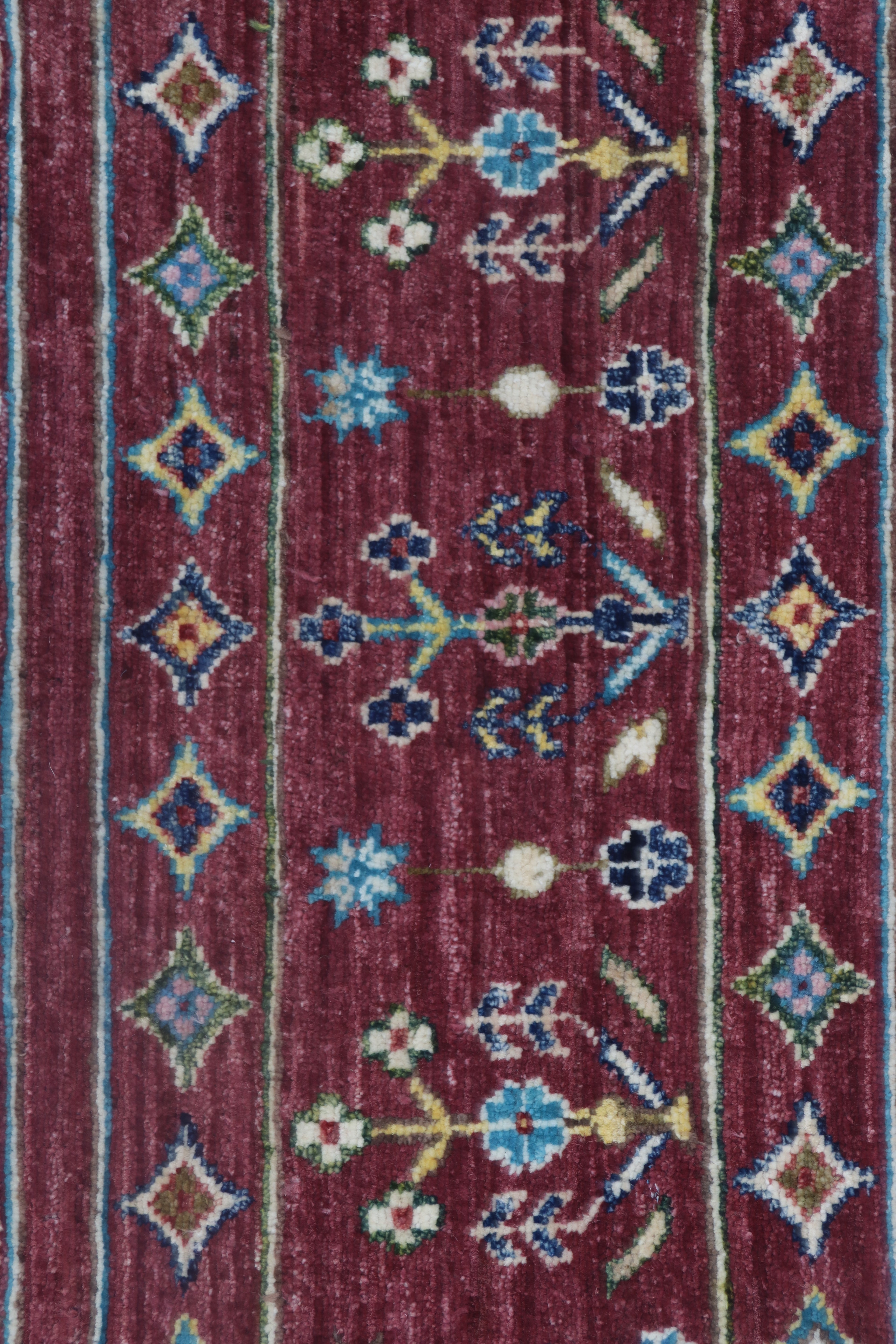 5x8 Red Khurjeen Area Rug | Handmade Wool & Cotton Rainbow Rug | Premium area rug