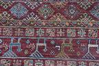 5x8 Red Khurjeen Area Rug | Handmade Wool & Cotton Rainbow Rug | Premium area rug
