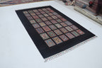 6x8 Black Chobi Floral Handmade Cotton & Wool Rug | Premium Luxury Area Rug