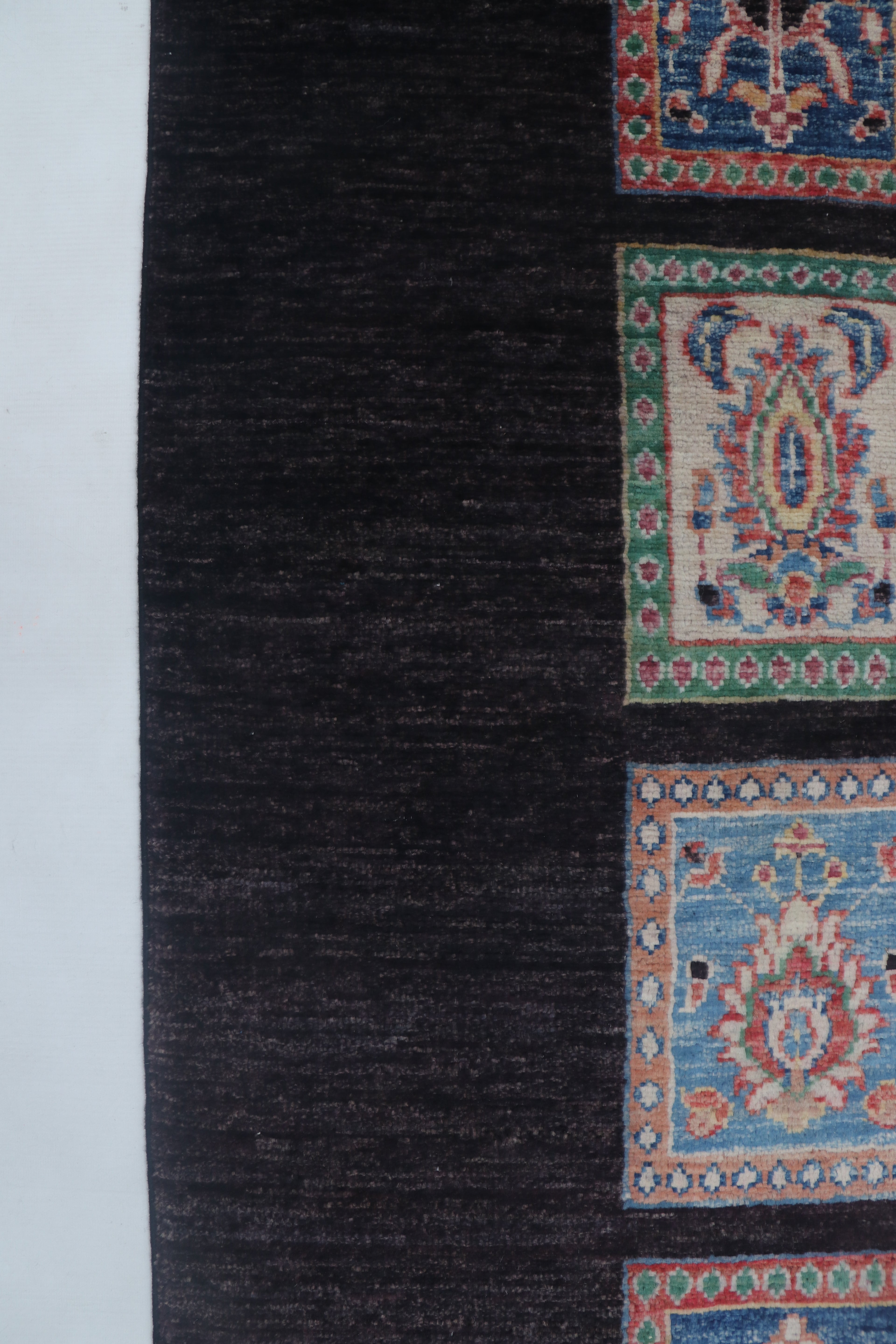 6x8 Black Chobi Floral Handmade Cotton & Wool Rug | Premium Luxury Area Rug