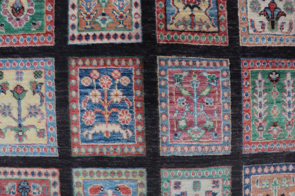 6x8 Black Chobi Floral Handmade Cotton & Wool Rug | Premium Luxury Area Rug