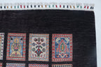 6x8 Black Chobi Floral Handmade Cotton & Wool Rug | Premium Luxury Area Rug