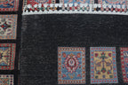 6x8 Black Chobi Floral Handmade Cotton & Wool Rug | Premium Luxury Area Rug