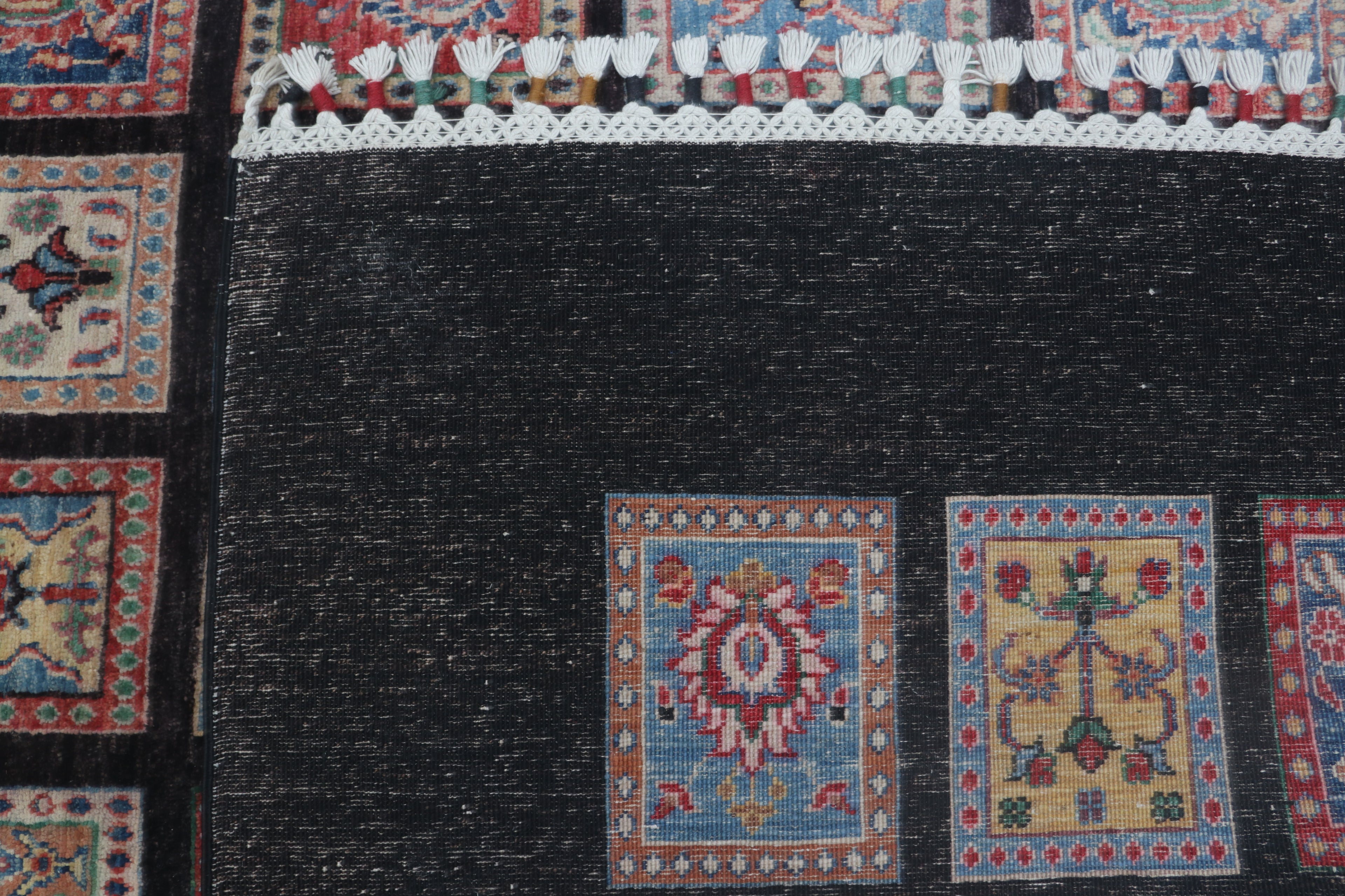 6x8 Black Chobi Floral Handmade Cotton & Wool Rug | Premium Luxury Area Rug