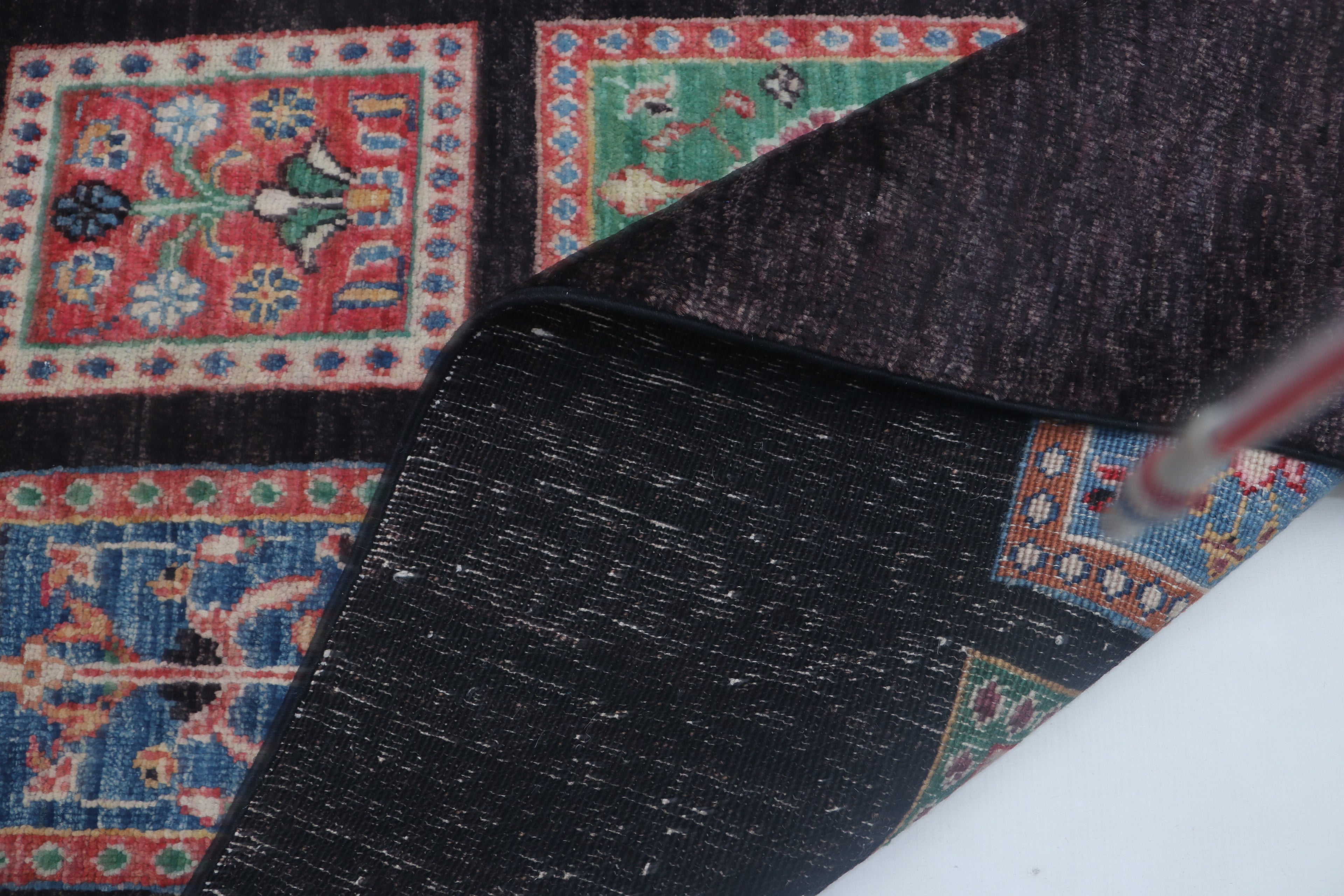 6x8 Black Chobi Floral Handmade Cotton & Wool Rug | Premium Luxury Area Rug