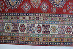 8x10 Red & Beige Super Kazak Geometric Handmade Cotton & Wool Rug | Premium Luxury Area Rug