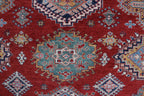 8x10 Red & Beige Super Kazak Geometric Handmade Cotton & Wool Rug | Premium Luxury Area Rug