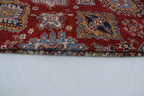 8x10 Red & Beige Super Kazak Geometric Handmade Cotton & Wool Rug | Premium Luxury Area Rug