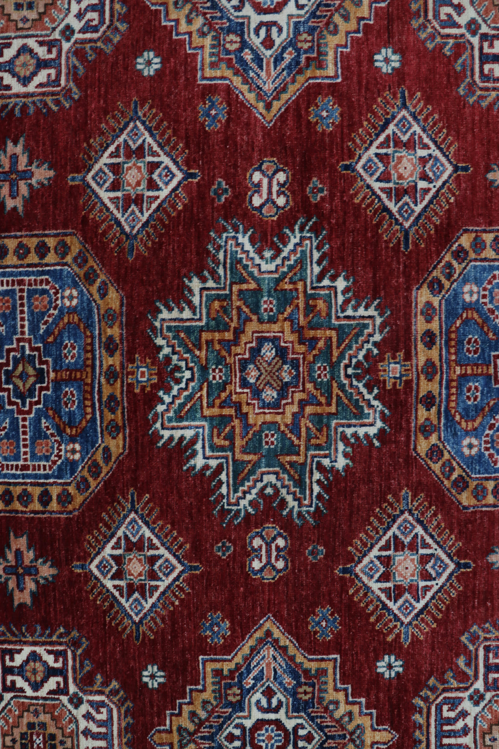 8x10 Red Super Kazak Geometric Area Rug | Handmade Wool & Cotton Rug
