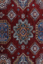 8x10 Red Super Kazak Geometric Area Rug | Handmade Wool & Cotton Rug