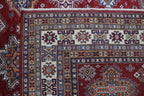 8x10 Red Super Kazak Geometric Area Rug | Handmade Wool & Cotton Rug