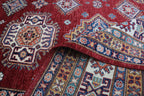 8x10 Red Super Kazak Geometric Area Rug | Handmade Wool & Cotton Rug