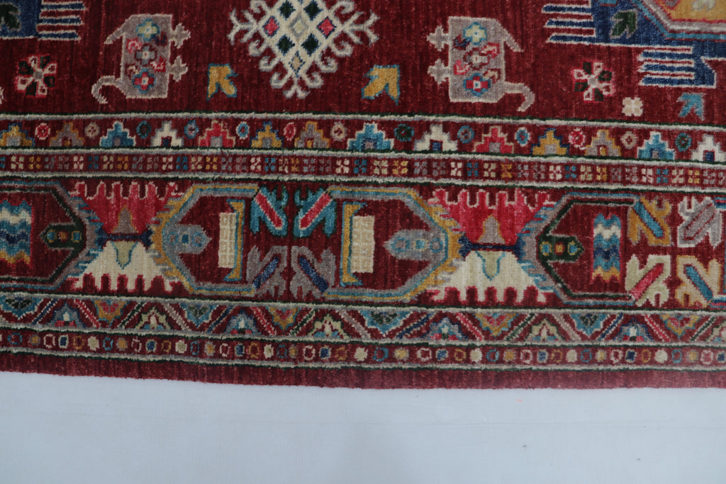 5x6 Red Chobi Floral Handmade Cotton & Wool Rug | Premium Luxury Area Rug