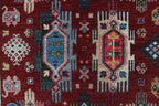5x6 Red Chobi Floral Handmade Cotton & Wool Rug | Premium Luxury Area Rug